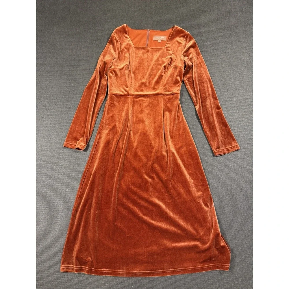 JessaKae Orange Small‎  Velvet Velour Wonder Long Sleeve Midi Dress Whimsigoth